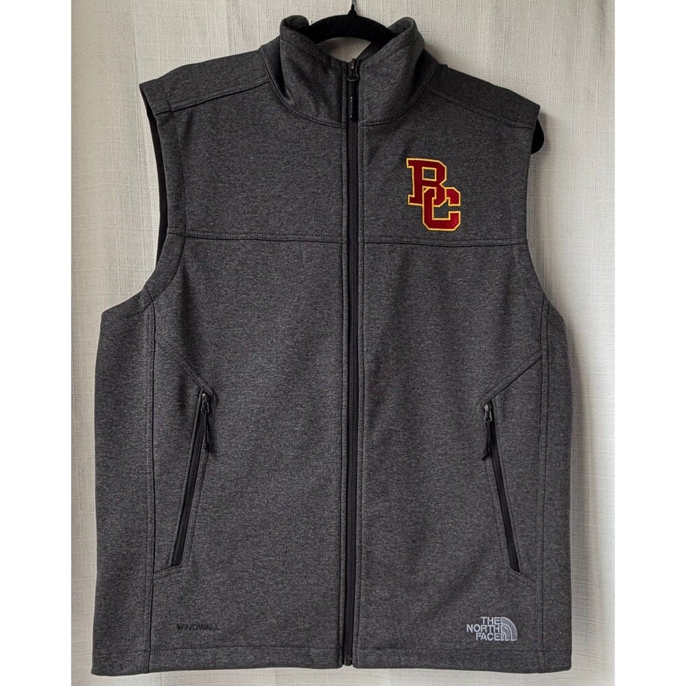 The North Face WindWall Vest Mens Medium Gray Full Zip BC Logo Boston College